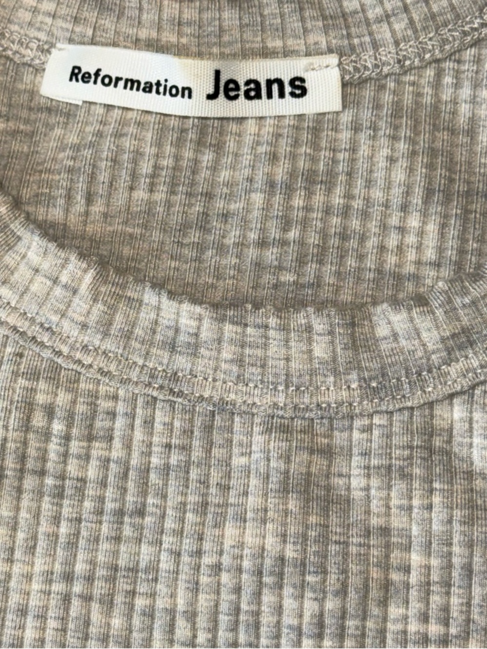 Reformation Oatmeal Ribbed Knit Tank Dress Tencel Lyocell Bodycon Midi XS - Picture 6 of 7